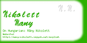 nikolett many business card