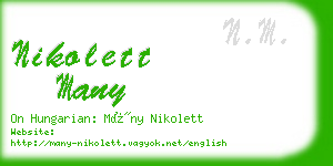 nikolett many business card